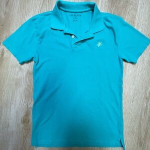 Crewcuts Teal Turquoise Aqua Short Sleeve Polo Short Embroidered Turtle sz XL